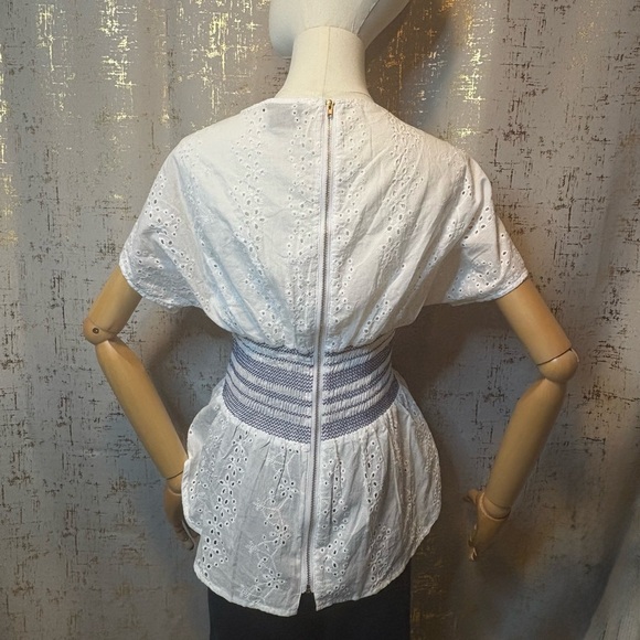 Cliche' White Blouse with Blue Waist Detail - Picture 5 of 6